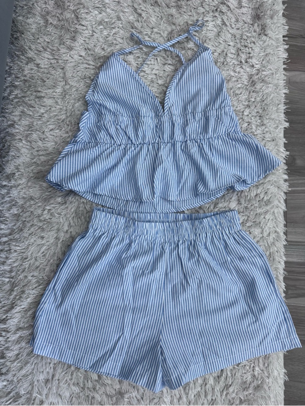 Blue & White Stripe Women's Two-Piece SHEIN size 4 NEW